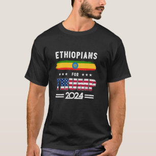 Ethiopians for Trump 2024 Ethiopia Flag Patriotic T-Shirt