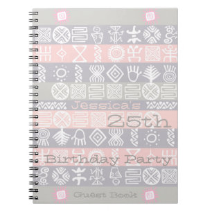 Ethnic 25th Birthday Party Customizable Guest Book