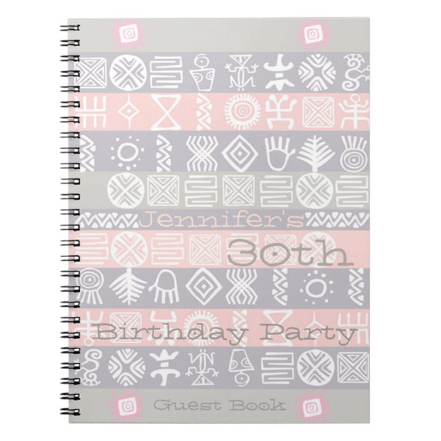 Ethnic 30th Birthday Party Customizable Guest Book (Front)
