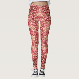 Ethnic Abstract Flower, Mandalas Seamless. Leggings