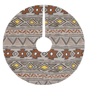 Ethnic Abstract: Hand-Drawn Pattern Brushed Polyester Tree Skirt