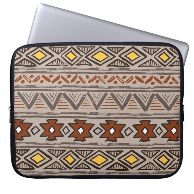 Ethnic Abstract: Hand-Drawn Pattern Laptop Sleeve (Front)