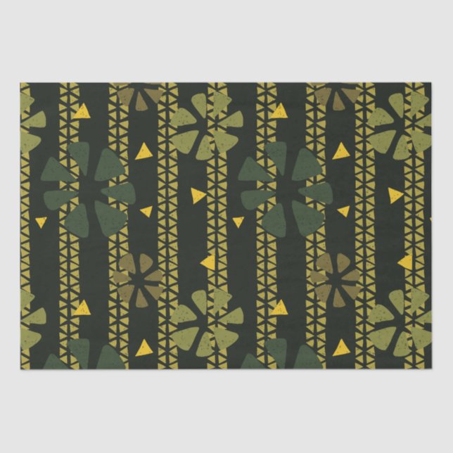 Ethnic Abstract Stripes and Flowers Pattern Tissue Paper (Front)