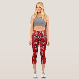 Ethnic Abstract Vintage Boho Tile Capri Leggings