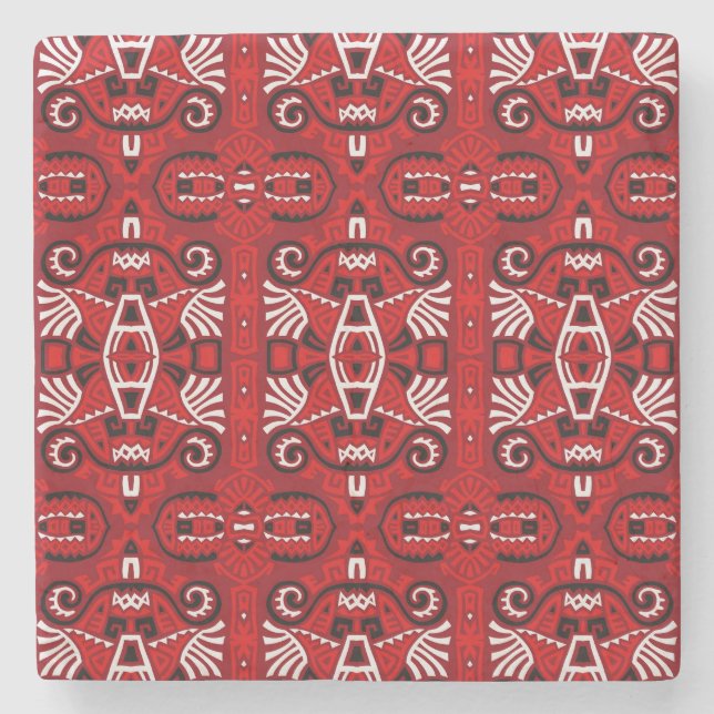 Ethnic Abstract Vintage Boho Tile Stone Coaster (Front)