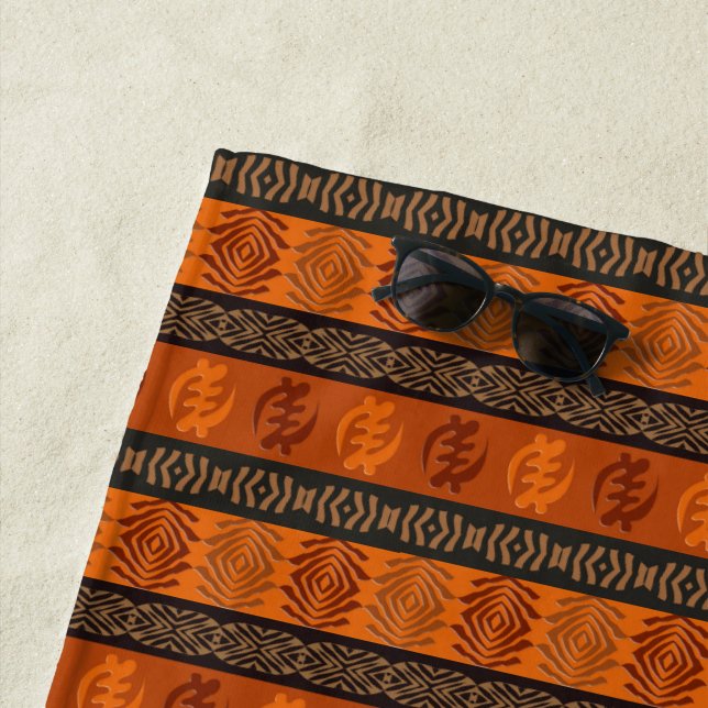Ethnic African Adinkra Symbols Beach Towel (In Situ)