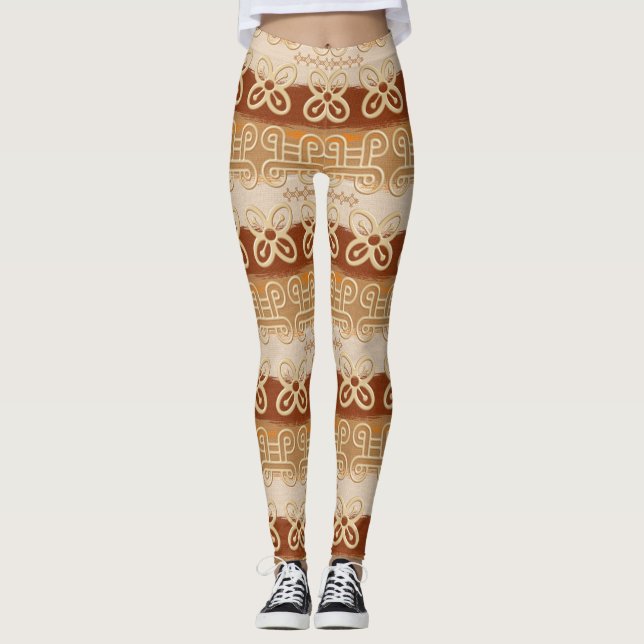 Ethnic African Adinkra Symbols Leggings (Front)