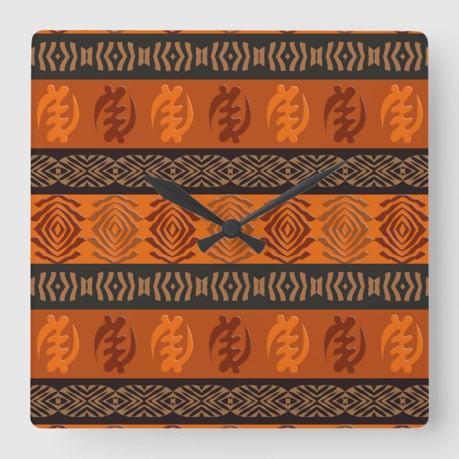 Ethnic African  Adinkra symbols Square Wall Clock (Front)