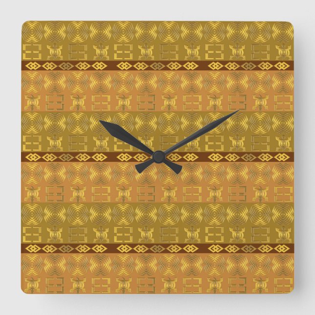 Ethnic African  Adinkra symbols Square Wall Clock (Front)