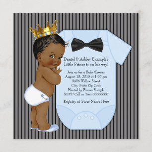 Ethnic African American Prince Baby Shower Invitation