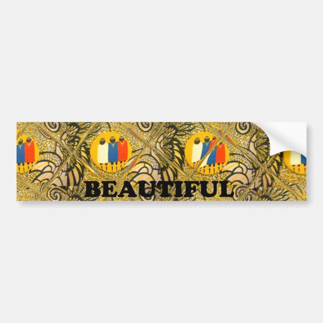 Ethnic African Art Design Print: Beautiful People Bumper Sticker (Front)