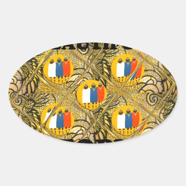 Ethnic African Art Design Print: Beautiful People Oval Sticker (Front)