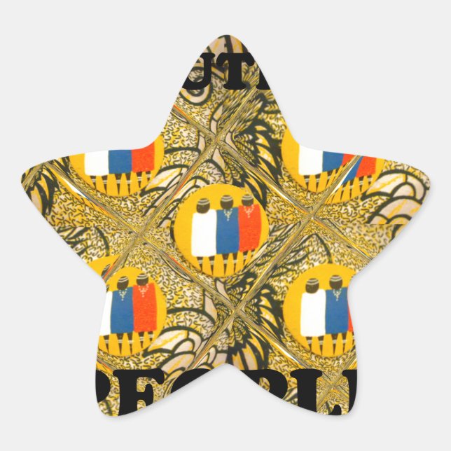 Ethnic African Art Design Print: Beautiful People Star Sticker (Front)