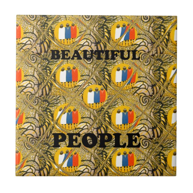 Ethnic African Art Design Print: Beautiful People Tile (Front)