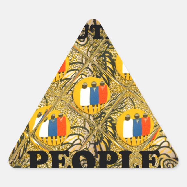 Ethnic African Art Design Print: Beautiful People Triangle Sticker (Front)