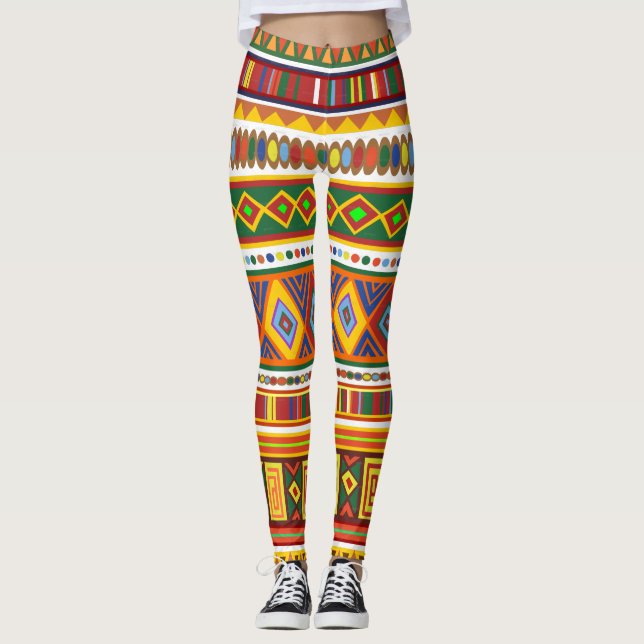 Ethnic African Art Pattern Leggings (Front)