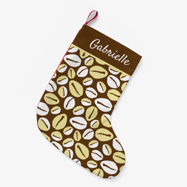 Ethnic African Caribbean Cowrie Shells Small Christmas Stocking (Front (Hanging))