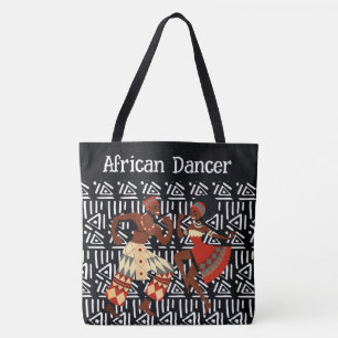 Ethnic African Dancer with Pattern Background Tote Bag