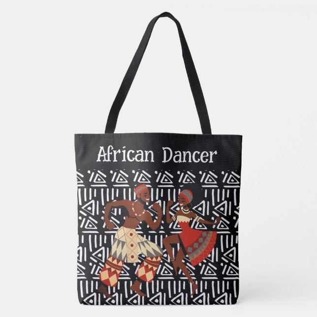 Ethnic African Dancer with Pattern Background Tote Bag (Front)