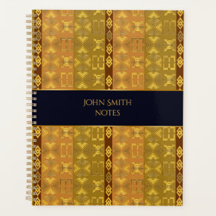 Ethnic african golden pattern.Adinkra symbols. Planner