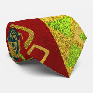 Ethnic African Golden Pattern on colour Tie