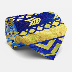 Ethnic African Golden Pattern on watercolor Tie
