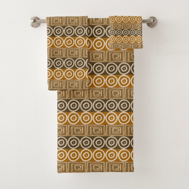 Ethnic african hand-drawn  pattern. bath towel set (Insitu)