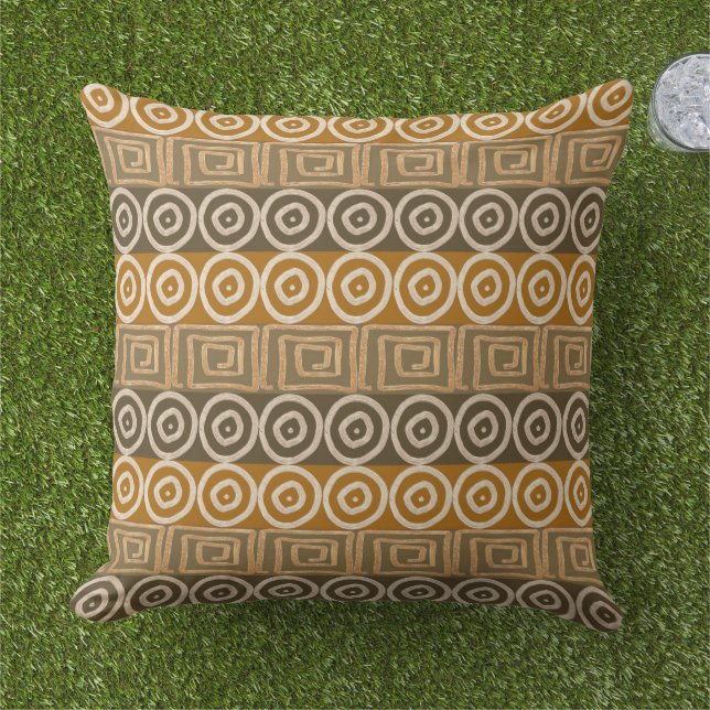 Ethnic african hand-drawn  pattern. cushion (Grass)