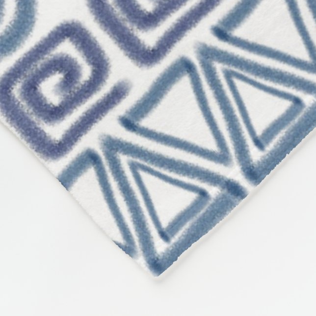 ethnic african hand-drawn pattern fleece blanket (Corner)