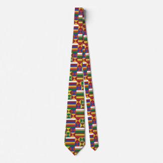 Ethnic African Kente Art Bright Geometric Pattern Tie