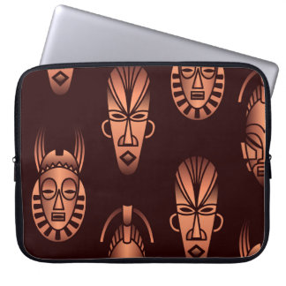 Ethnic African masks, dark background Laptop Sleeve