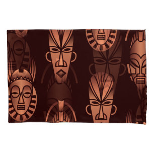 Ethnic African masks, dark background Pillowcase