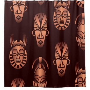 Ethnic African masks, dark background Shower Curtain