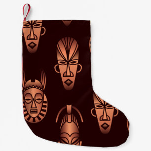 Ethnic African masks, dark background Small Christmas Stocking