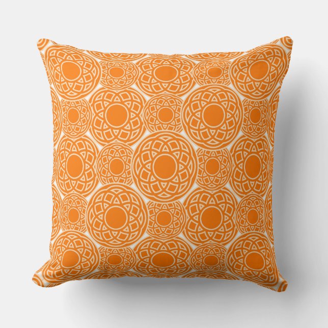 ethnic african orange geometric pattern cushion (Front)