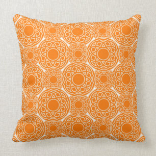 ethnic african orange geometric pattern cushion