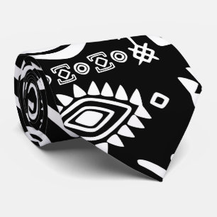 Ethnic African Pattern- Black and White #10 Tie