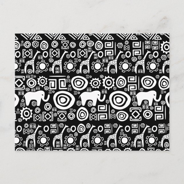 Ethnic African Pattern- Black and White #4 Postcard (Front)
