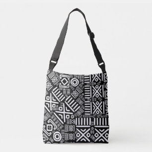 Ethnic African Pattern- Black and White #6 Crossbody Bag