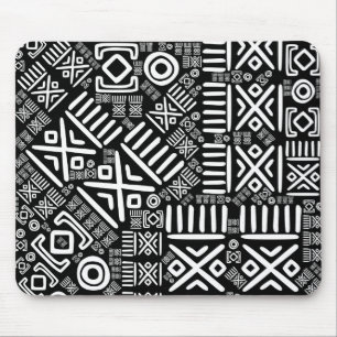 Ethnic African Pattern- Black and White #6 Mouse Mat