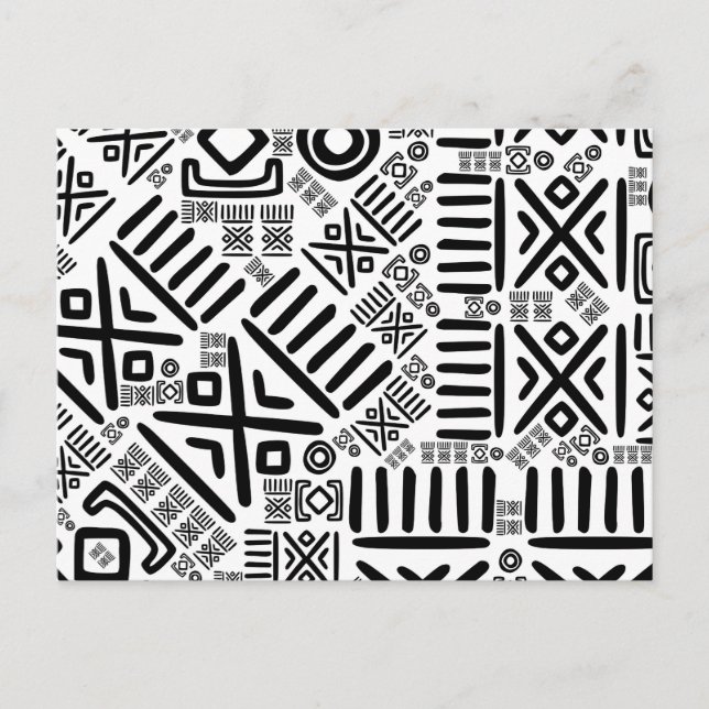 Ethnic African Pattern- Black and White #8 Postcard (Front)