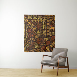 Ethnic African Pattern- browns and golds #12 Tapestry