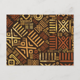 Ethnic African Pattern- browns and golds #6 Postcard