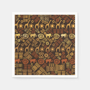 Ethnic African Pattern- browns and golds #7 Napkin