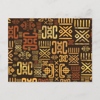 Ethnic African Pattern- browns and golds #8 Postcard