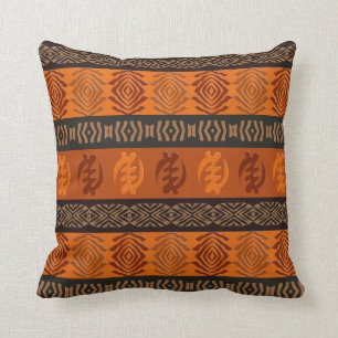 Ethnic African pattern with Adinkra simbols Cushion