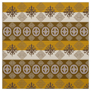 Ethnic African pattern with Adinkra simbols Fabric