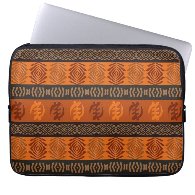 Ethnic African pattern with Adinkra simbols Laptop Sleeve (Front)