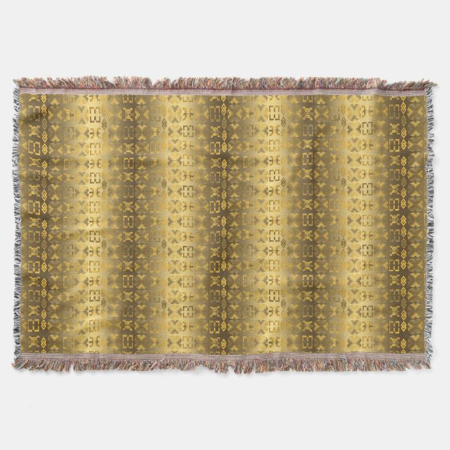 Ethnic African pattern with Adinkra simbols Throw Blanket (Front)