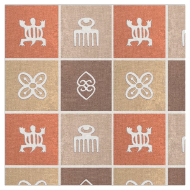 Ethnic African pattern with Adinkra symbols Fabric (Close Up)